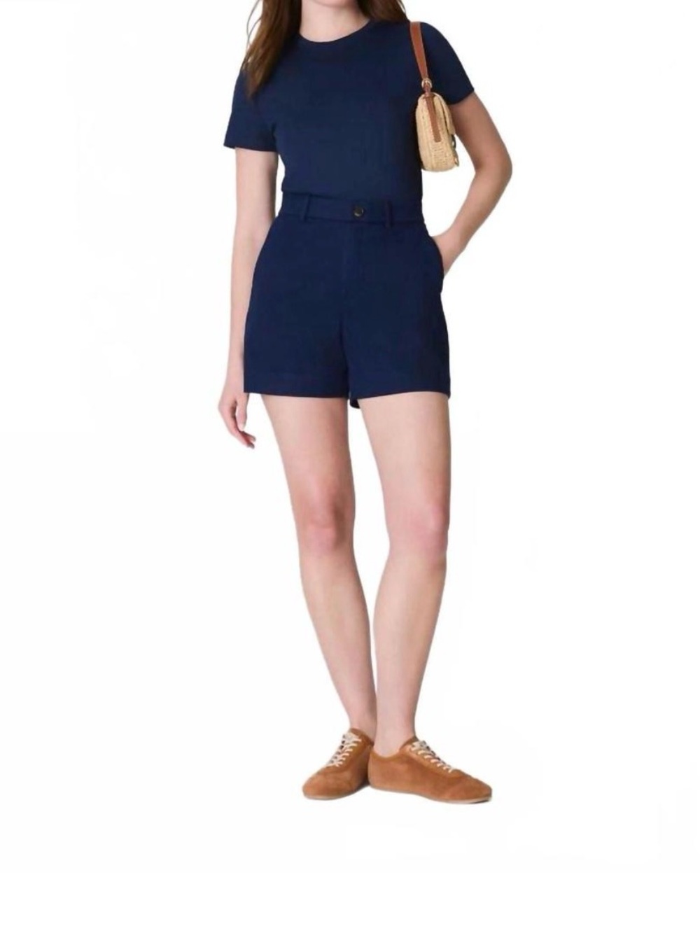Spanx Navy Blue Twill High Rise Shorts Stretch Size
Medium